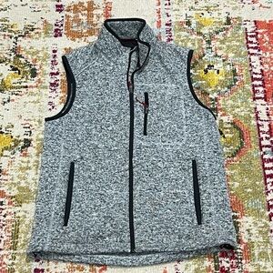 Orvis Fishing Gray Zip Up Vest Outwear Fisherman Sweater Fleece Jacket